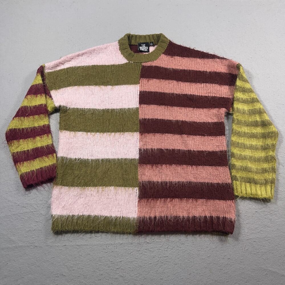 The Ragged Priest Striped Sweater - Pink, Green, and Brown